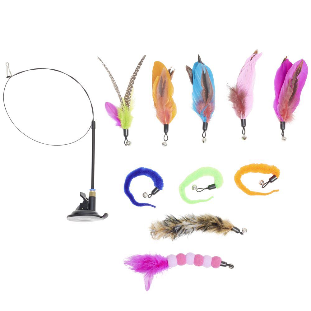 Jouet pour chat x10 avec plumes multicolores