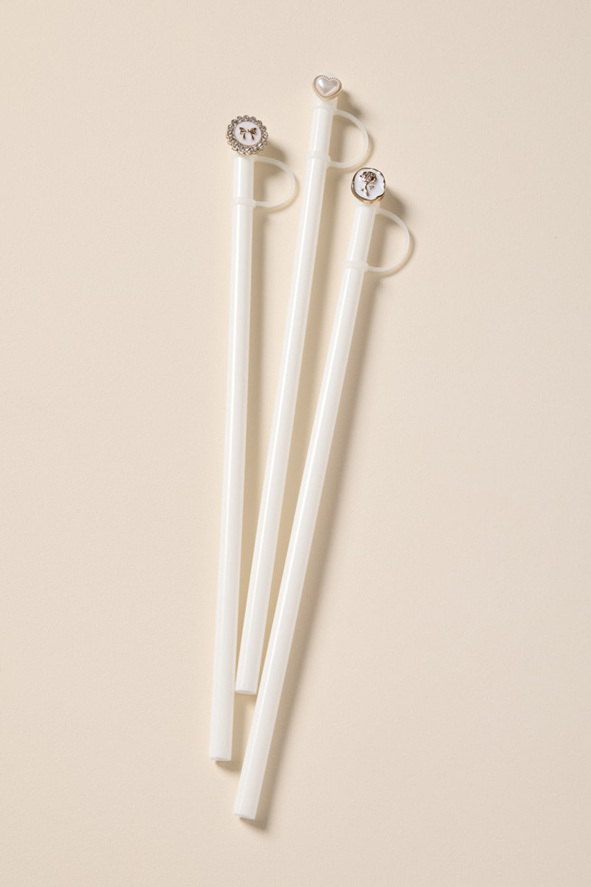 Bow Heart Rose Straw Topper Set