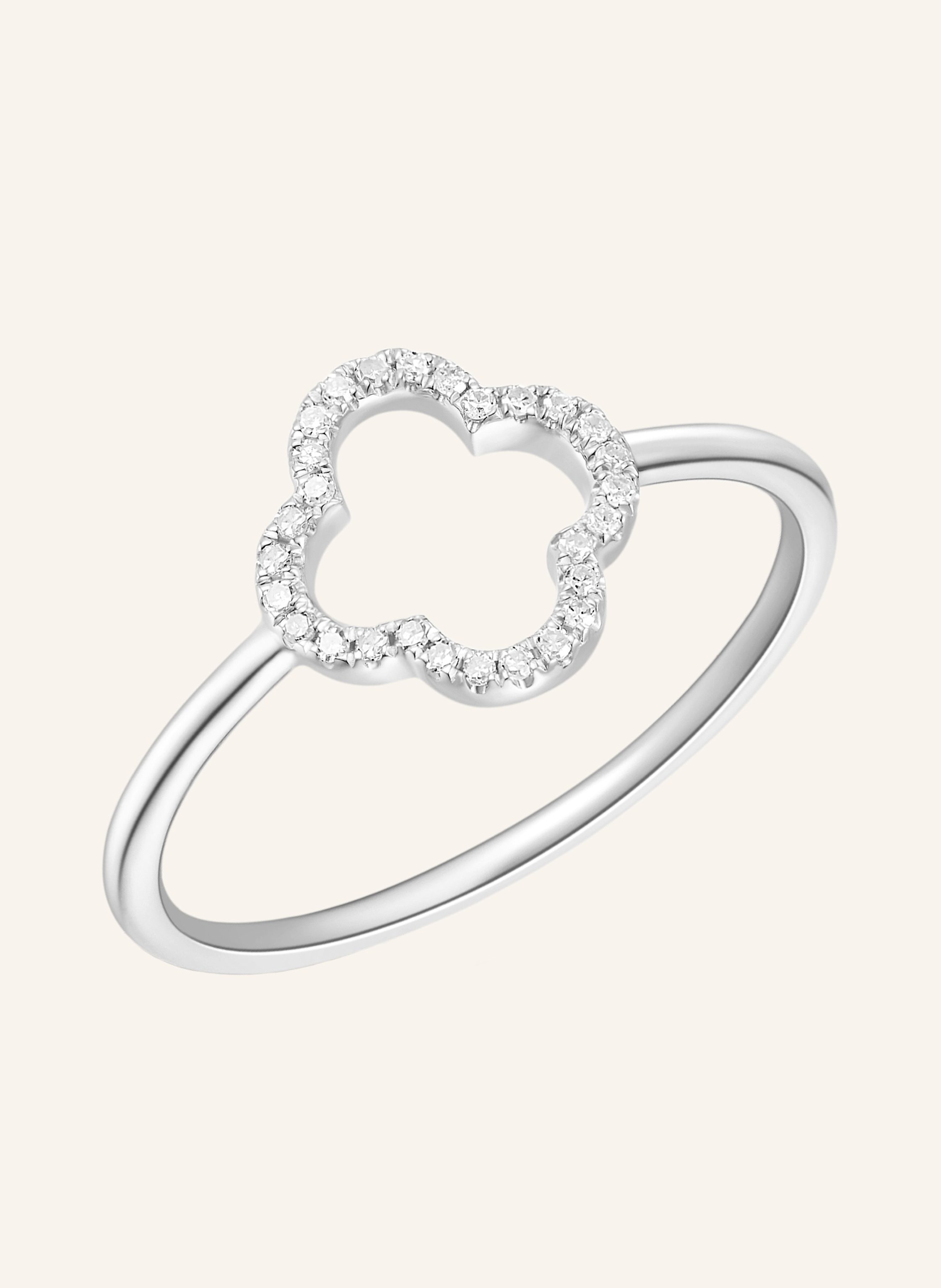 Leaf Ring KLEEBLATT aus 18 Karat Weißgold mit Diamanten