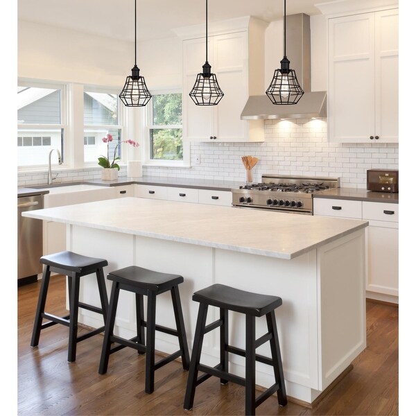 Westinghouse Lighting Nathaniel One-Light Indoor Mini Pendant, Matte Black Finish with Angled Bell Cage Shade - 1-Light