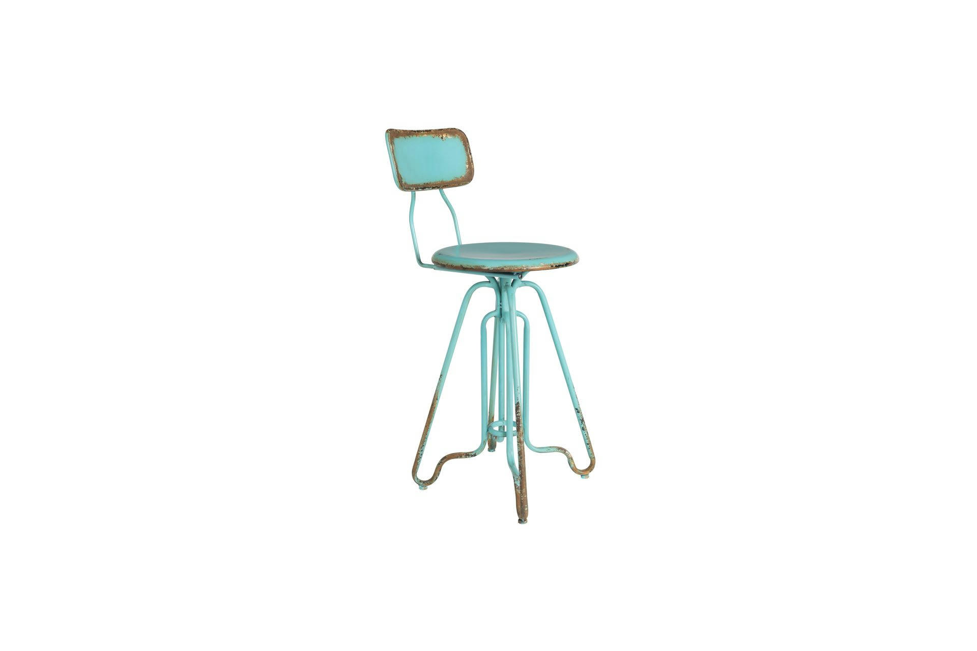 OVID - Tabouret de comptoir en métal bleu