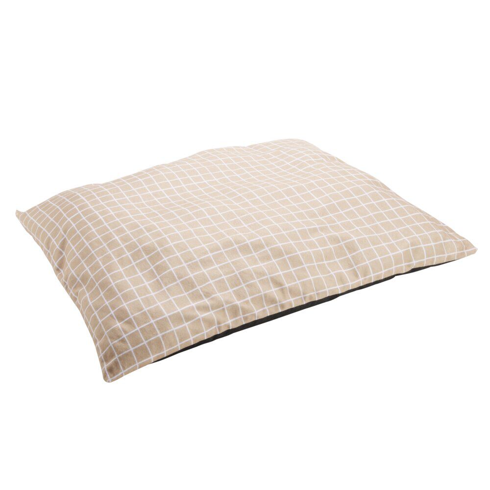Matelas pour chien coton quadrillage orange et blanc Taille L 90x70xép8cm