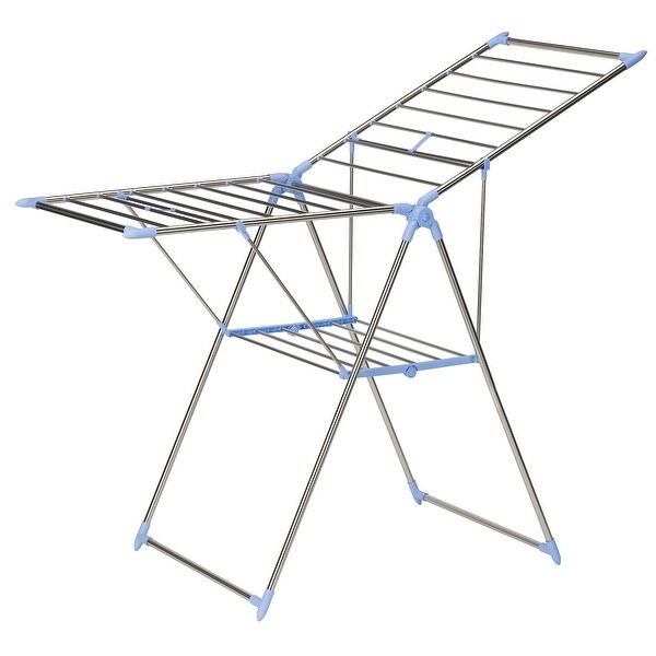 Household Essentials Collapsible Adjustable Gullwing Metal Clothes Drying Rack, Grey