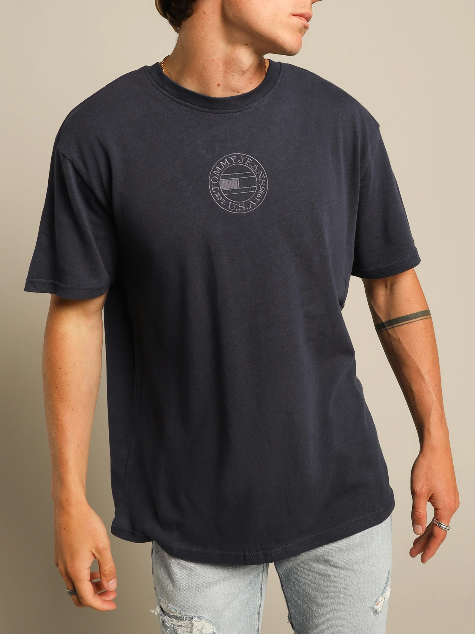 Tonal Circular Embroidery T-Shirt