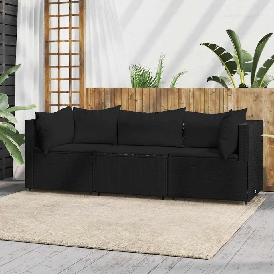 vidaXL - Loungeset - Zwart - Poly rattan