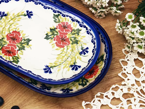 Półmisek owalny 36 cm Bolesławiec - Maki Smolińskiej gat. I