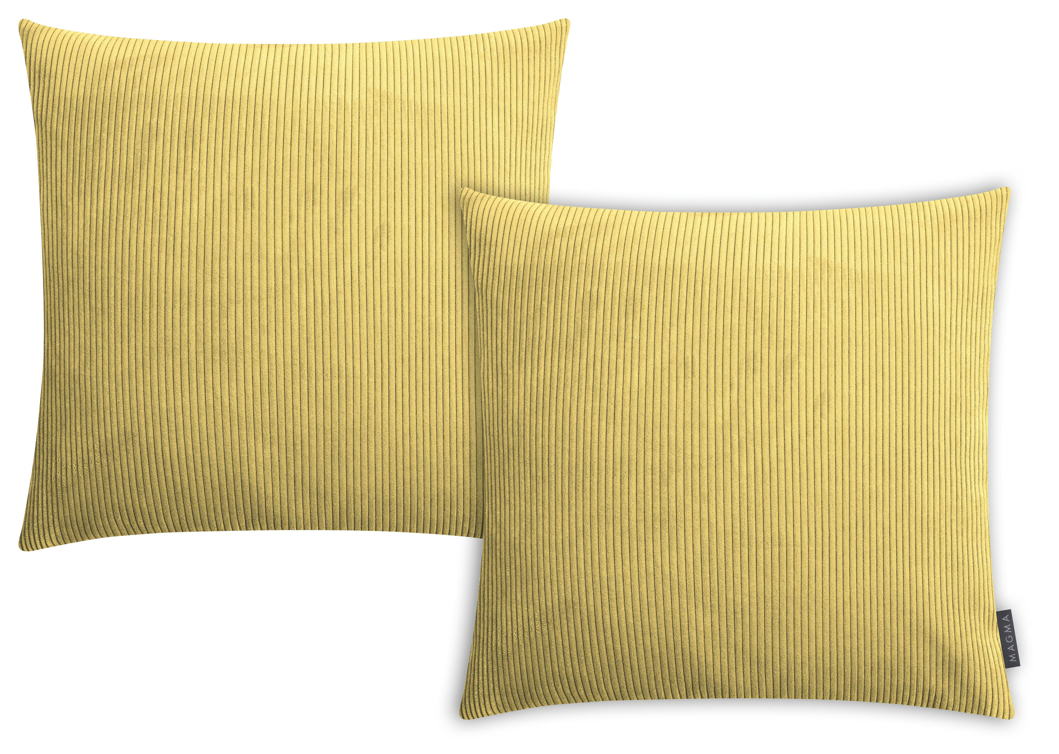 INGA - Housses de coussin velours cotelé jaune- Lot de 2-50x50