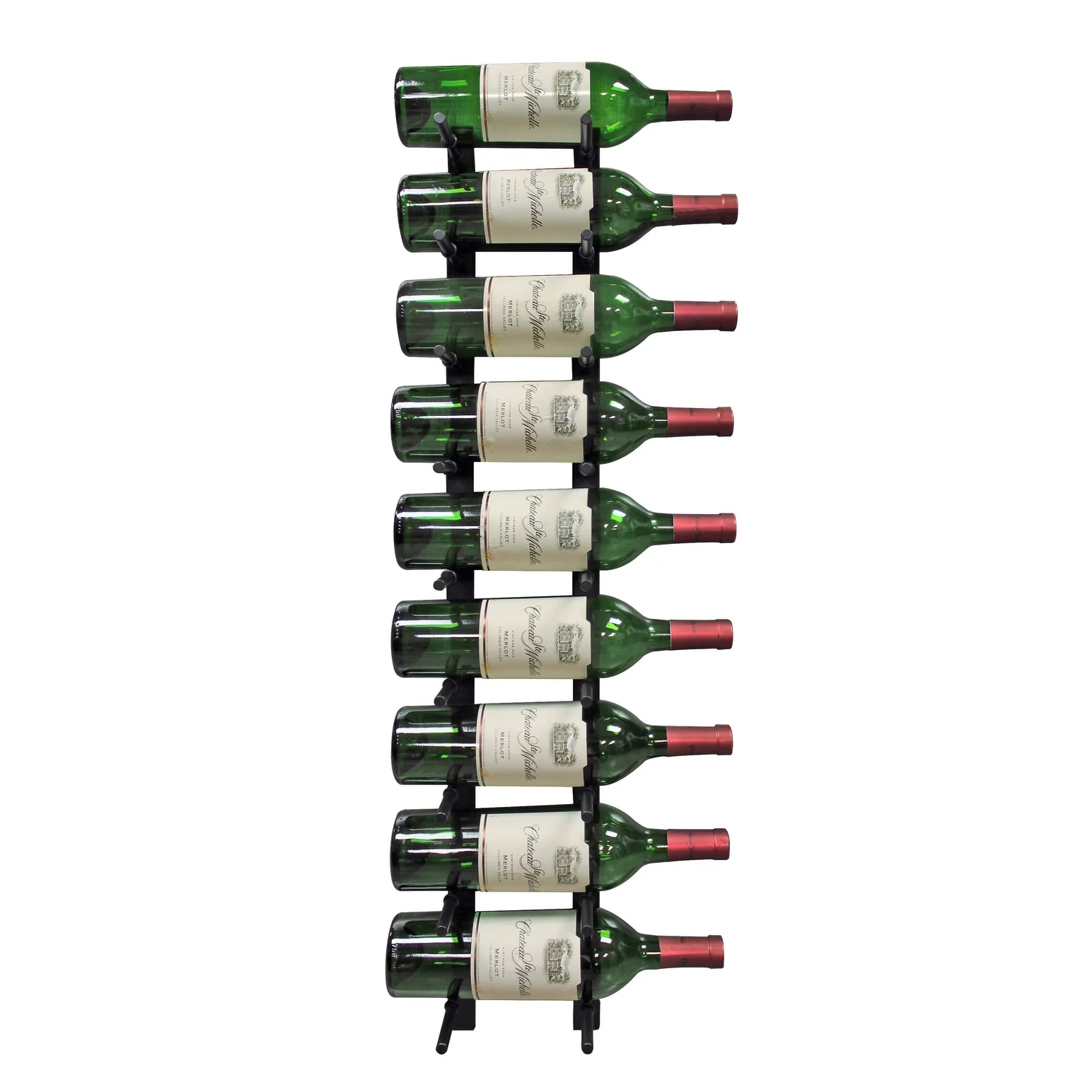 Epicureanist 9-Bottle Modern Peg Wine Rack (Black)