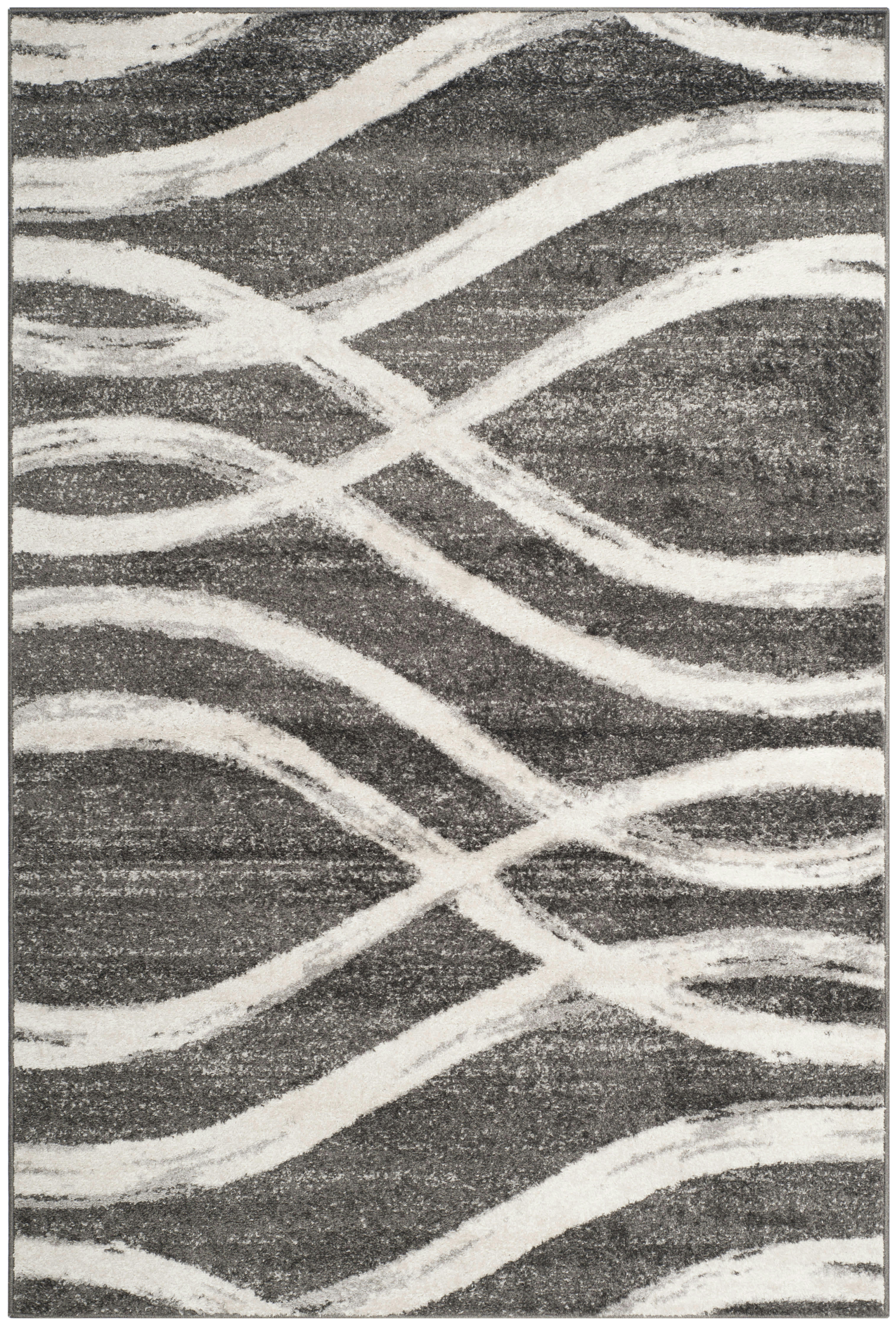 ADIRONDACK - Tapis de salon interieur en gris charbon & ivoire, 155 x 229 cm