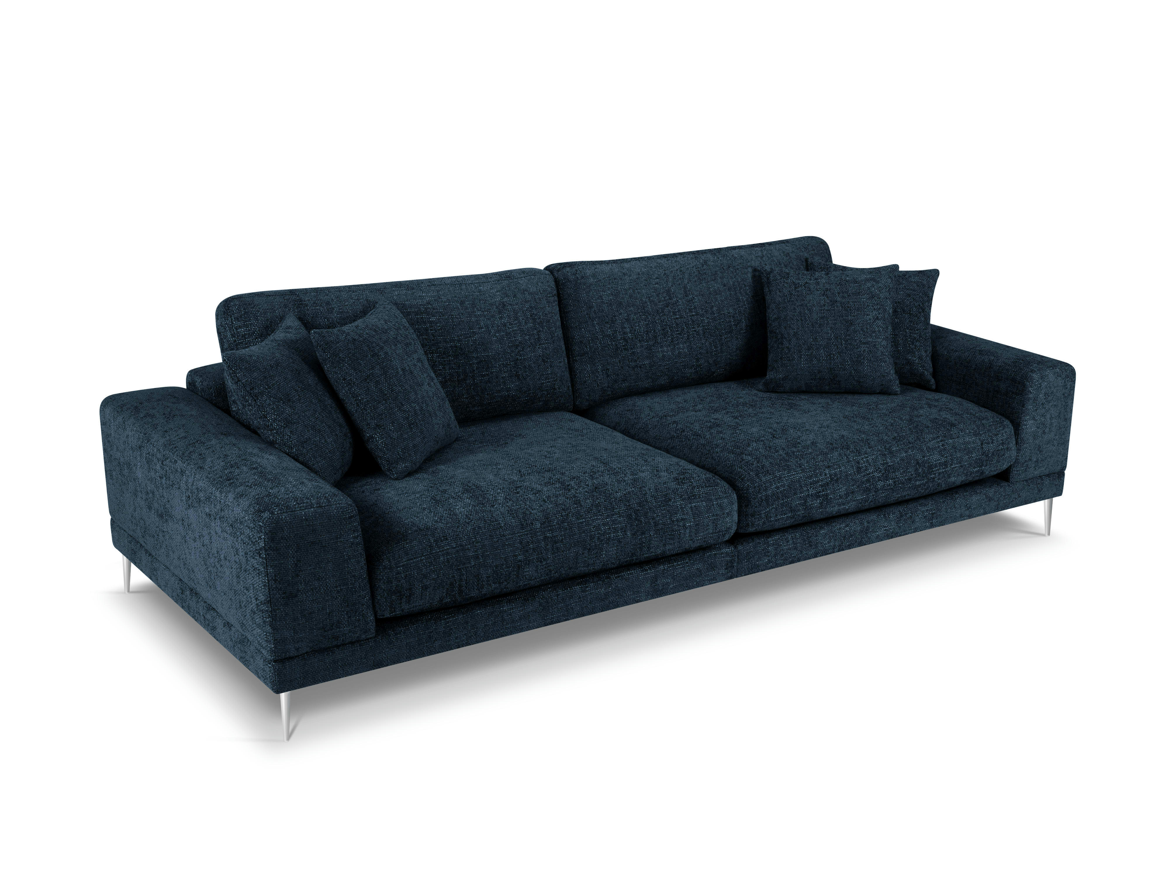 JOG - Canapé 4 places en tissu structuré bleu