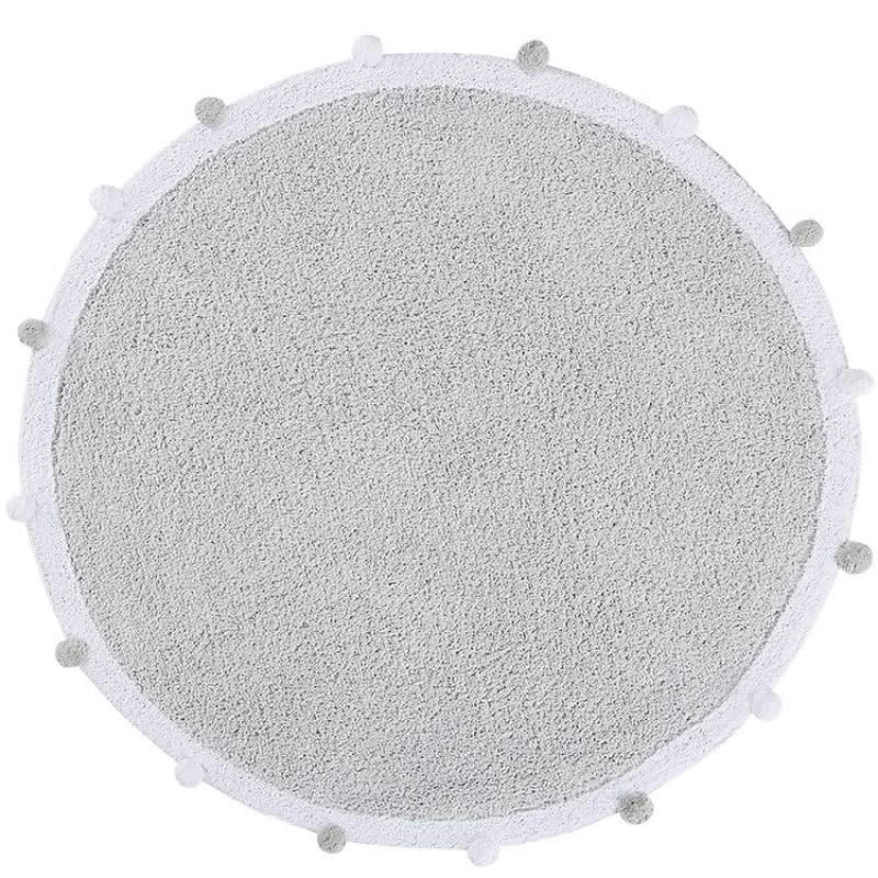 BUBBLE - Tapis coton rond gris D120