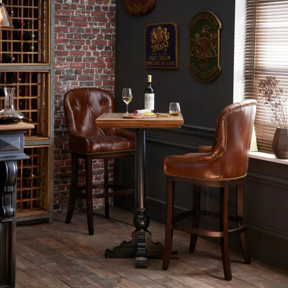 Calicosy - GENT Barkruk - Leer - Bruin - 52x58x121 cm