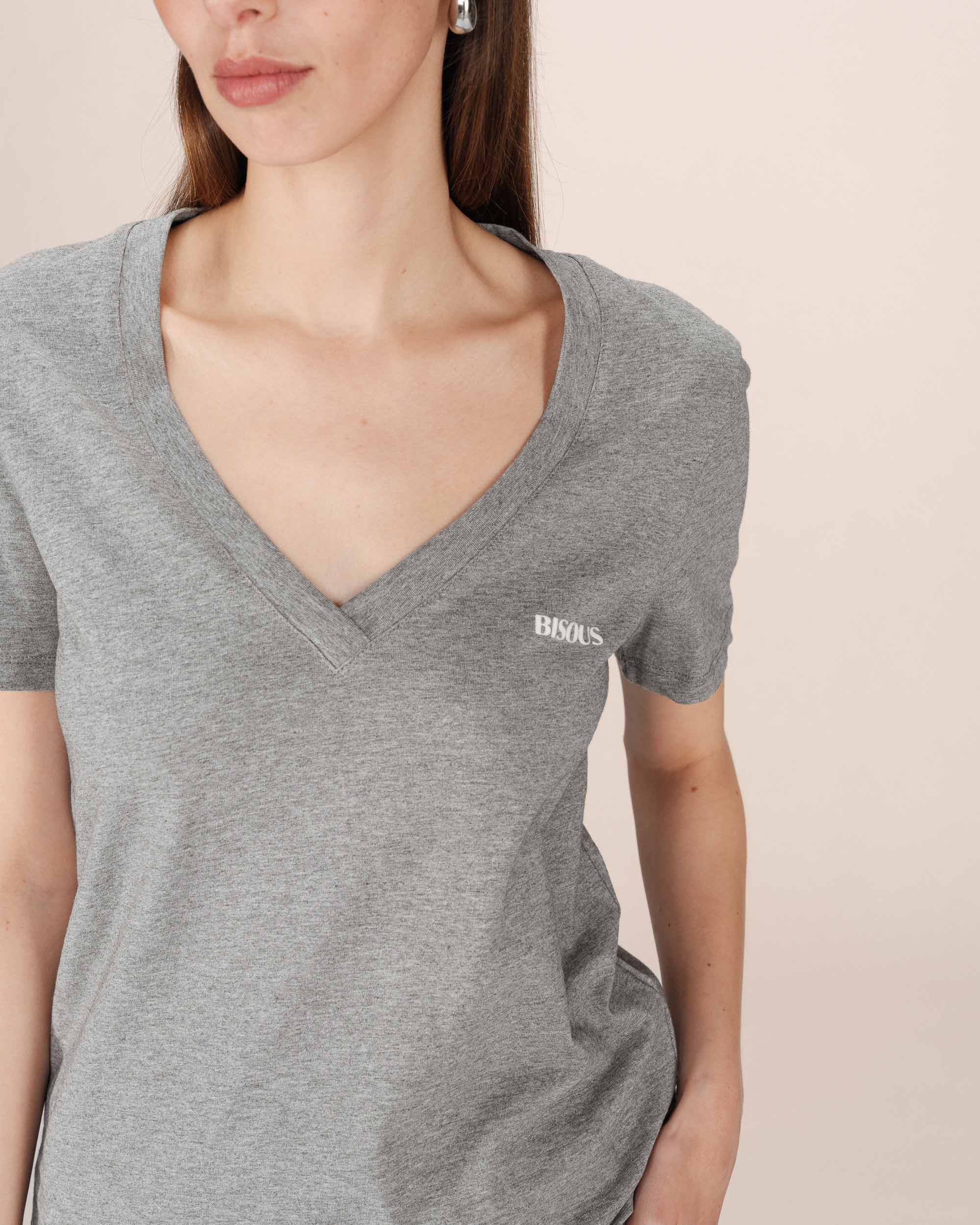T-shirt a message gris Samory