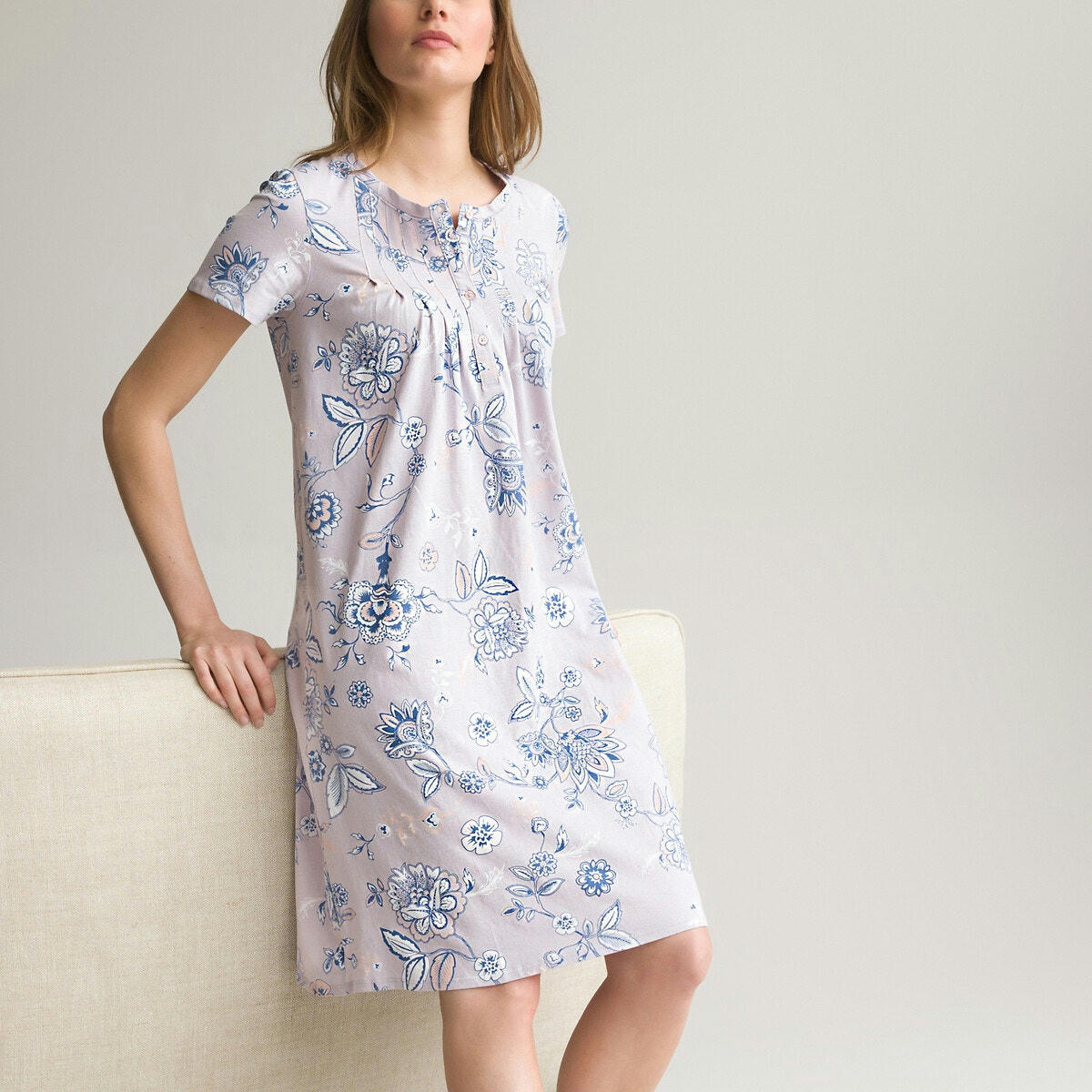 Chemise de nuit imprimée jersey pur coton