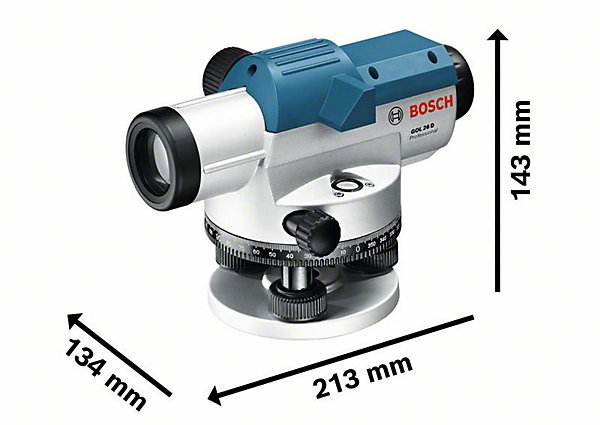 Bosch GOL 26 D niveau optique avec trépied BT160 et mire GR500 - précision 1,6 mm à 30 m, grossissement 26x, portée 100 m