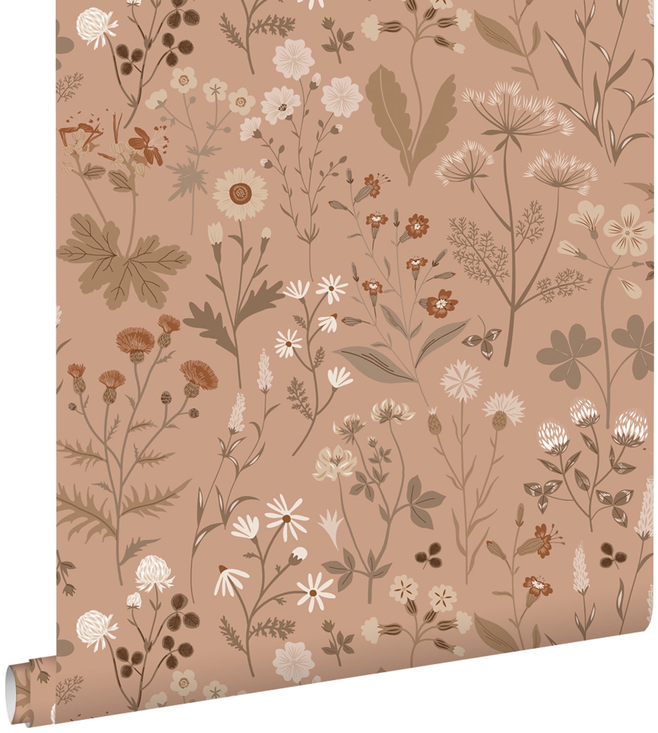 ESTAhome behang veldbloemen terracotta bruin - 53 cm x 10.05 m - 139842