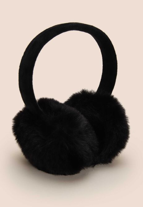 Womens Black Faux Fur Earmuffs