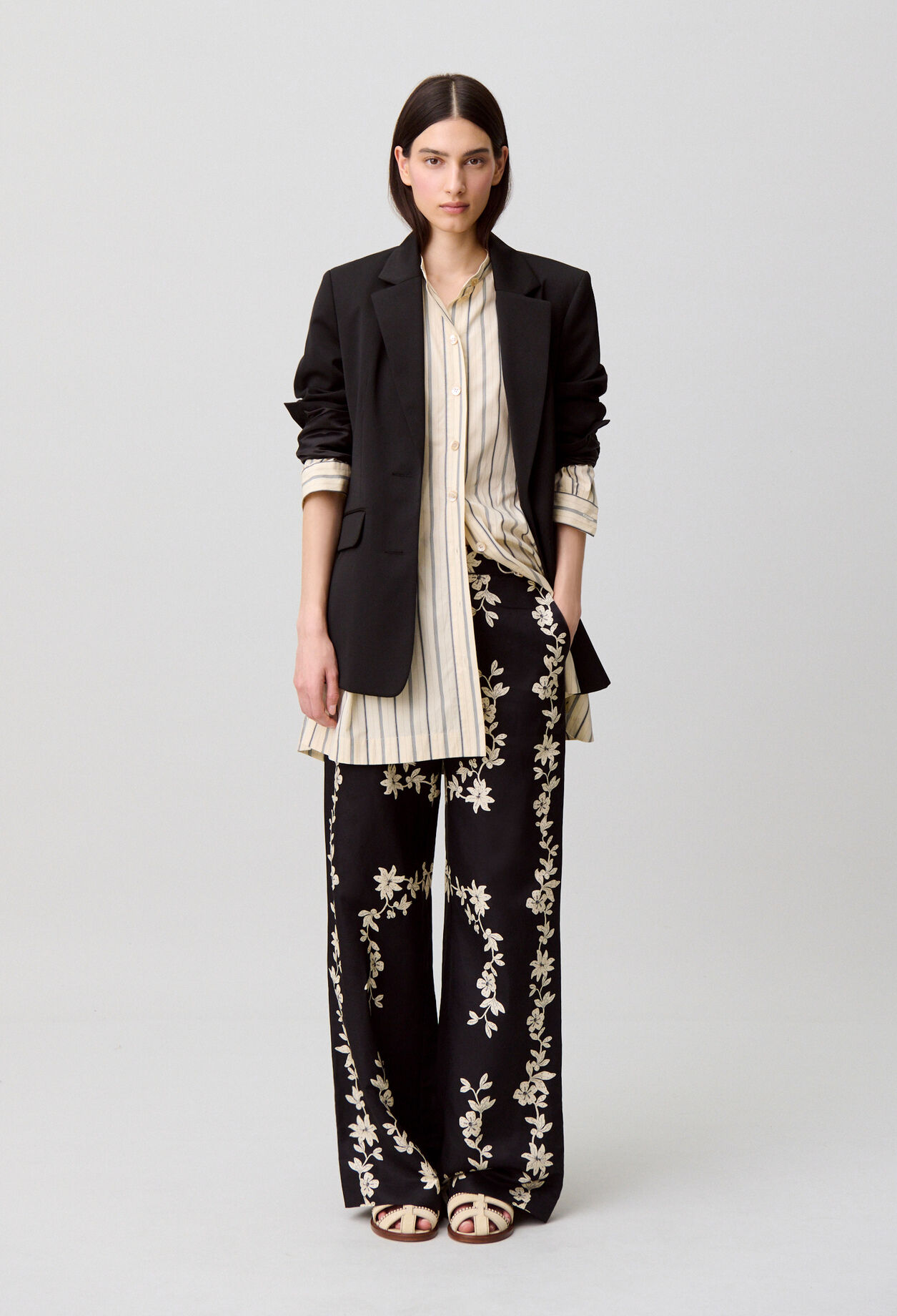 Pantalon large fleurs