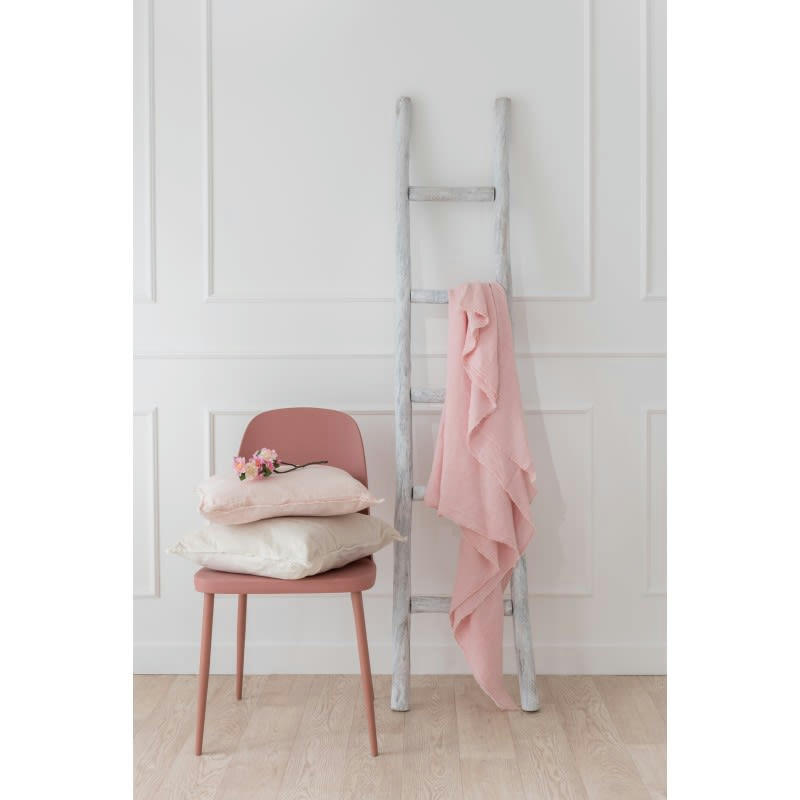 BORD COURT - Coussin bord court coton/lin blanc 45x45