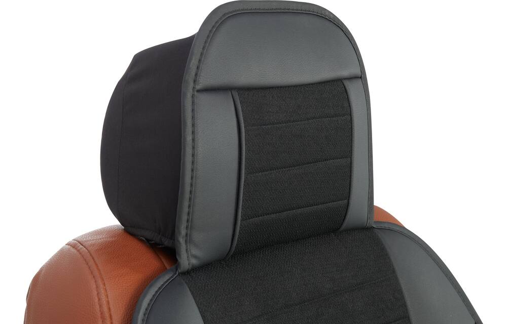 AutoTrends Luxury Linen & Faux Leather Seat Cushion with Pocket