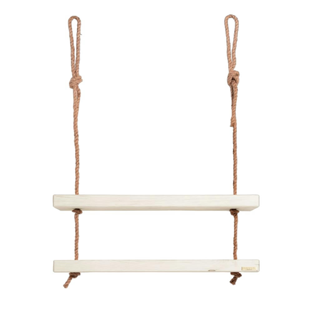 MAKEMBA - Etagère en bois de couleur blanc vielli 2 étages 70 cm