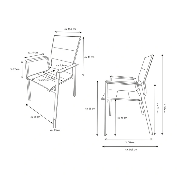Stapelstuhl »Newport«, BxTxH: 56 x 60,50 cm x 90 cm, 2er Set