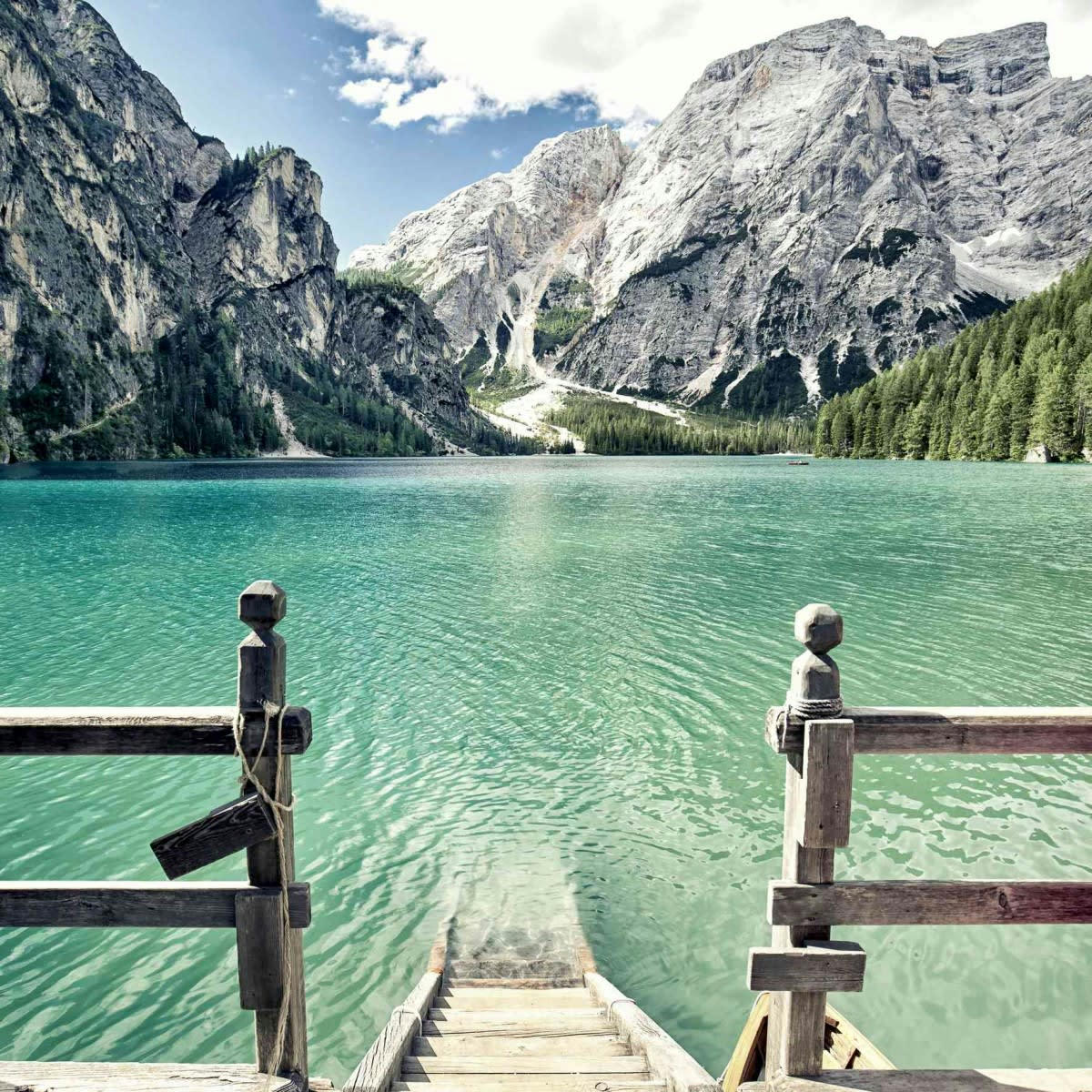 LAC - Tableau sur toile escalier du lac 30x30cm