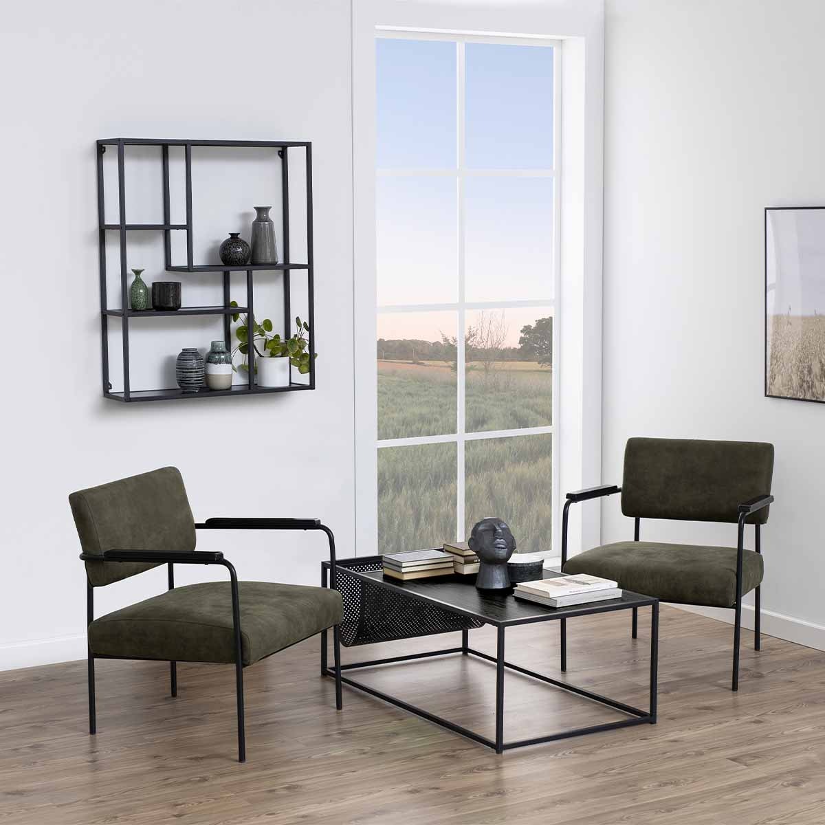 Lisomme Vic Hangende Wandkast van Metaal & Hout - Zwart