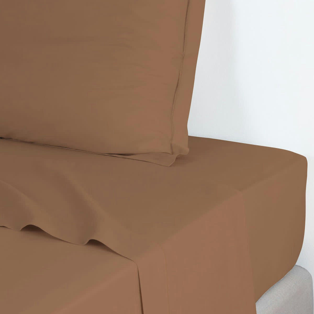 JULIA - Drap plat satin de coton  240x300 caramel