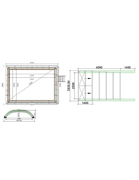 Abri de piscine Horizon pour les modèles 4,10x3 m - BAS85, BAS785 - polycarbonate massif 3 mm - Couleur Ral7016 Graphite - ECO214