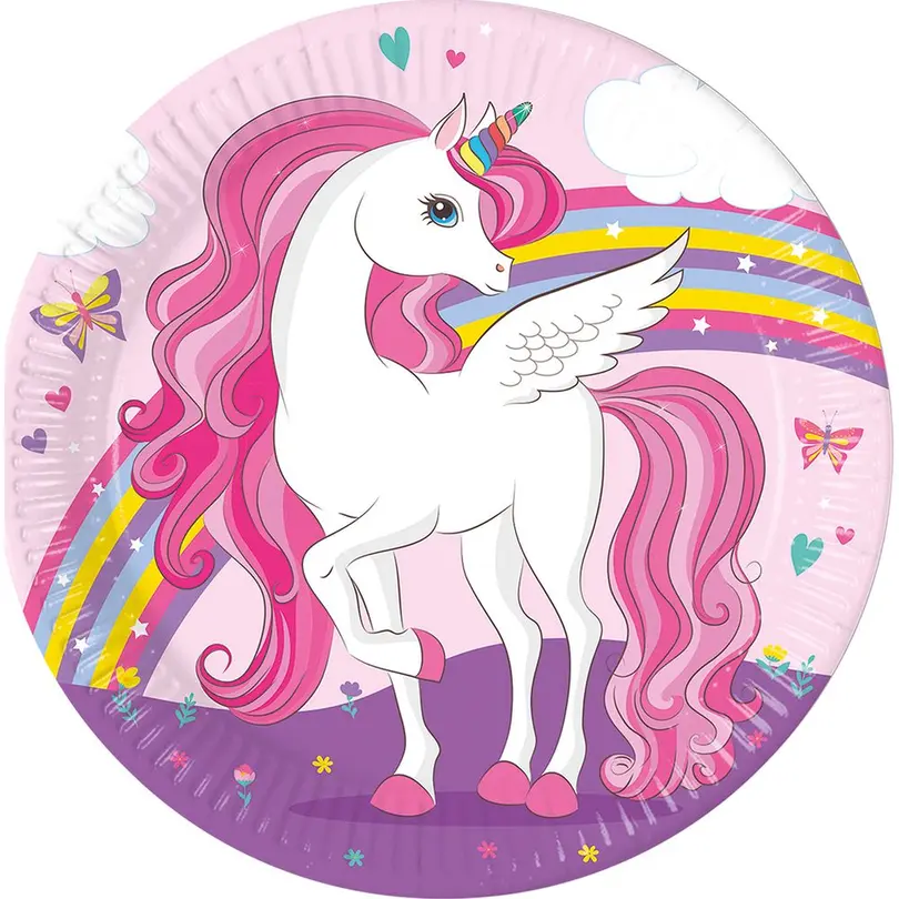 Flacher Teller 8er-Set Einhorn