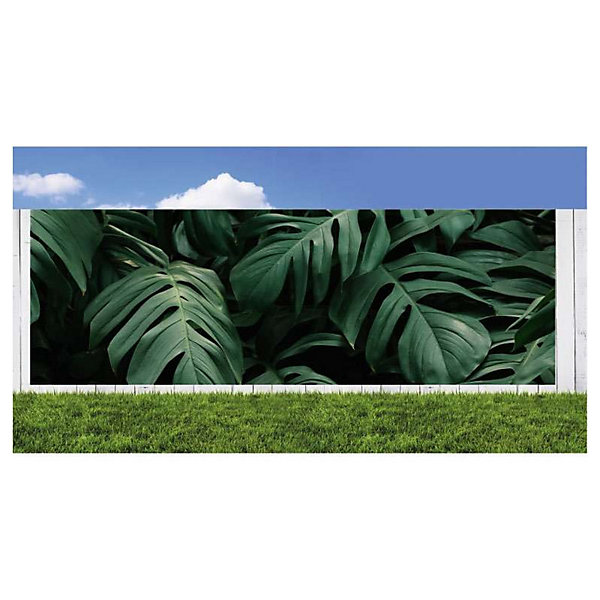 Brise vue feuillage vert CROISSANCE VEGETALE, H.1 x L.3 m, 100% occultant, Made in France par Scenolia   kit de fixation offert