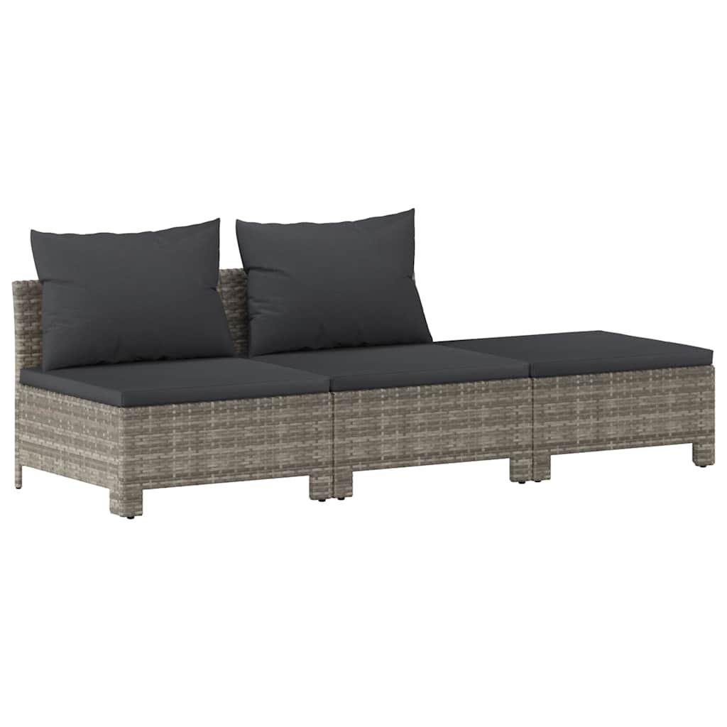 Ogrodowy zestaw wypoczynkowy Szary Technorattan 2x sofa środkowa