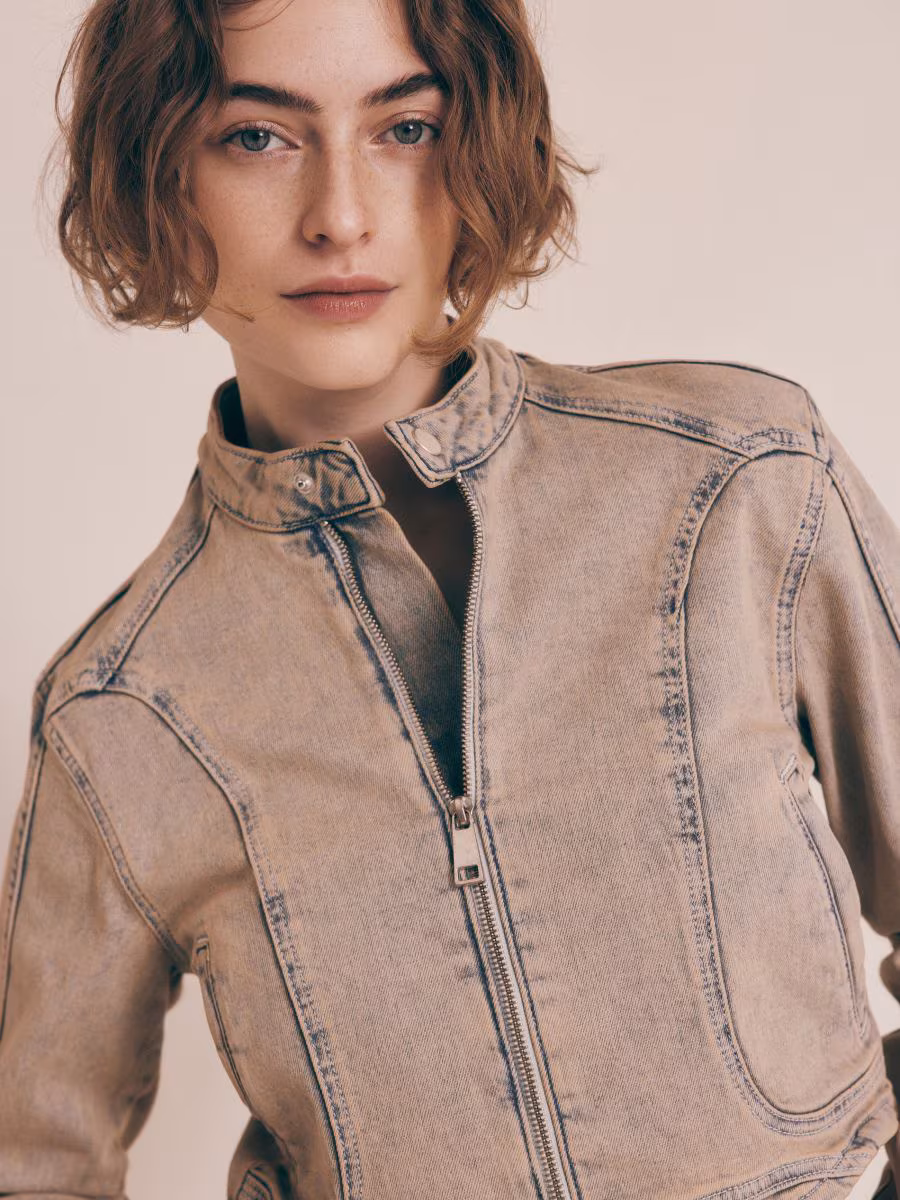Denim Jacket With Dirty Wash Effect