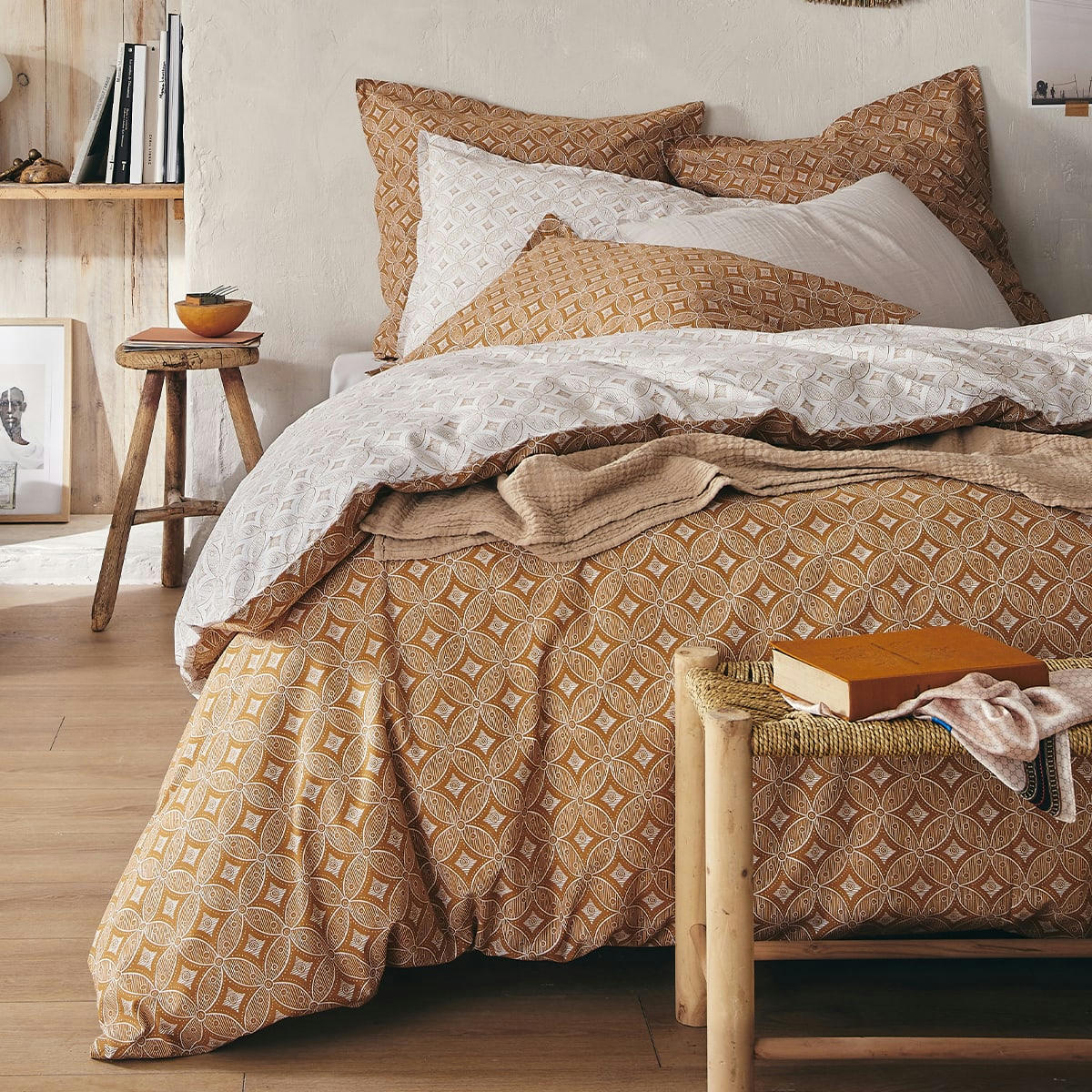 BATIK - Housse de couette en de coton jaune 200x200