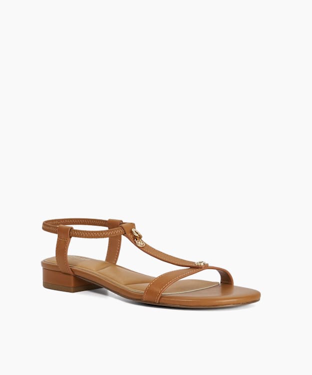 Lyra Tan - Leather T-Bar Sandals