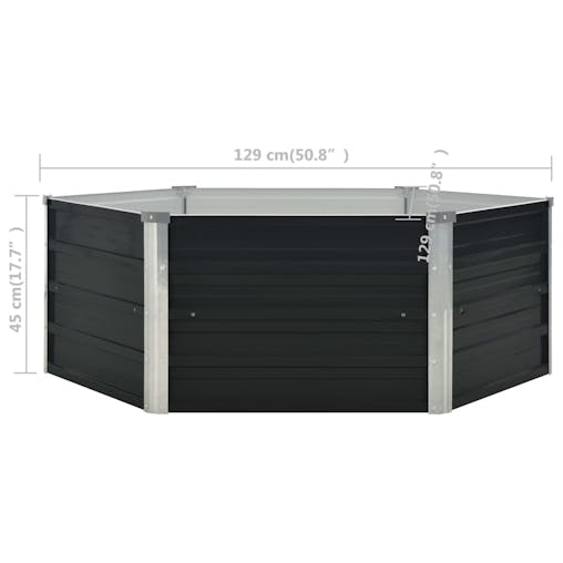 NNEVL Raised Garden Bed Anthracite 129x129x45 cm Galvanised Steel