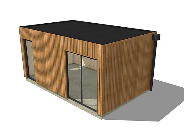 Dépendance de jardin à louer en bois 5,5 x 3,5 x 2,7 m / menuiseries alu k-line