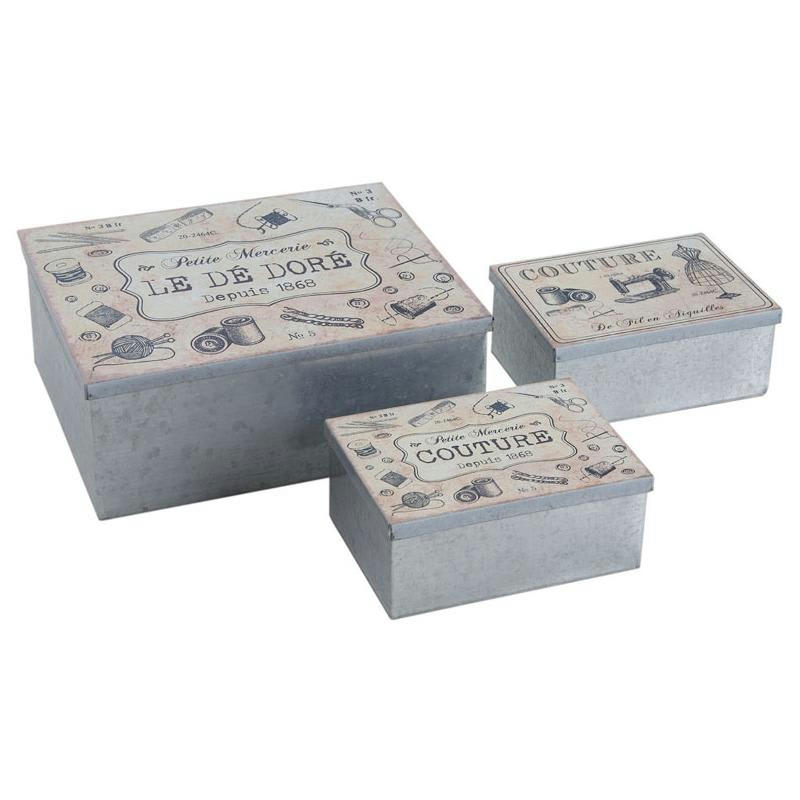 - Boites en métal galvanisé boite à couture (lot de 3)