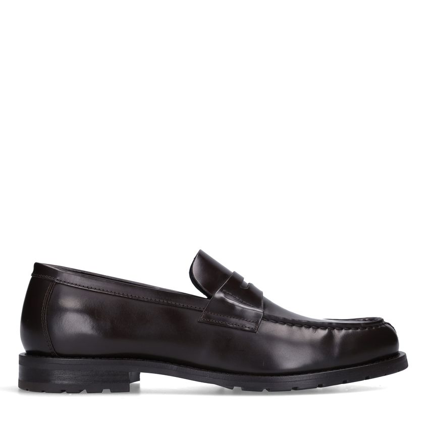 Manfield Bruine leren loafers