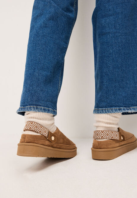 Womens Mid Brown Slingback Clogs