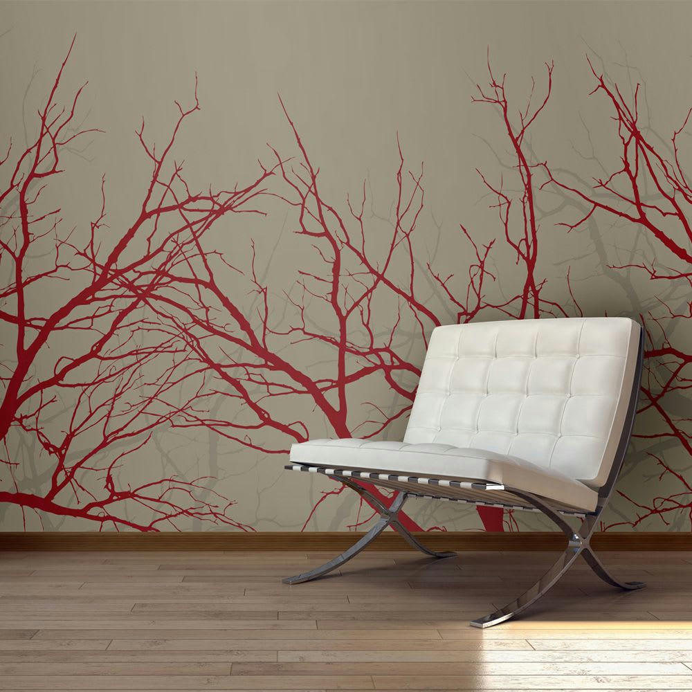 - Papier peint panoramique branches rouge 250x193 cm