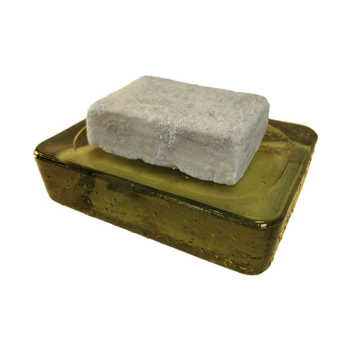 BUBBLES - Portesavon en verre recyclé  miel 12x9x3 cm