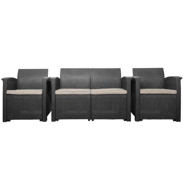 Zestaw mebli ogrodowych komplet technorattan sofa fotele stolik taras ogród