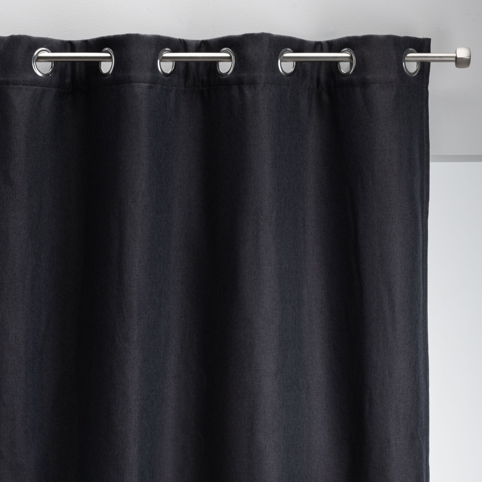 PINEDE - Rideau à œillets en polyester 135x300cm - gris calabrun