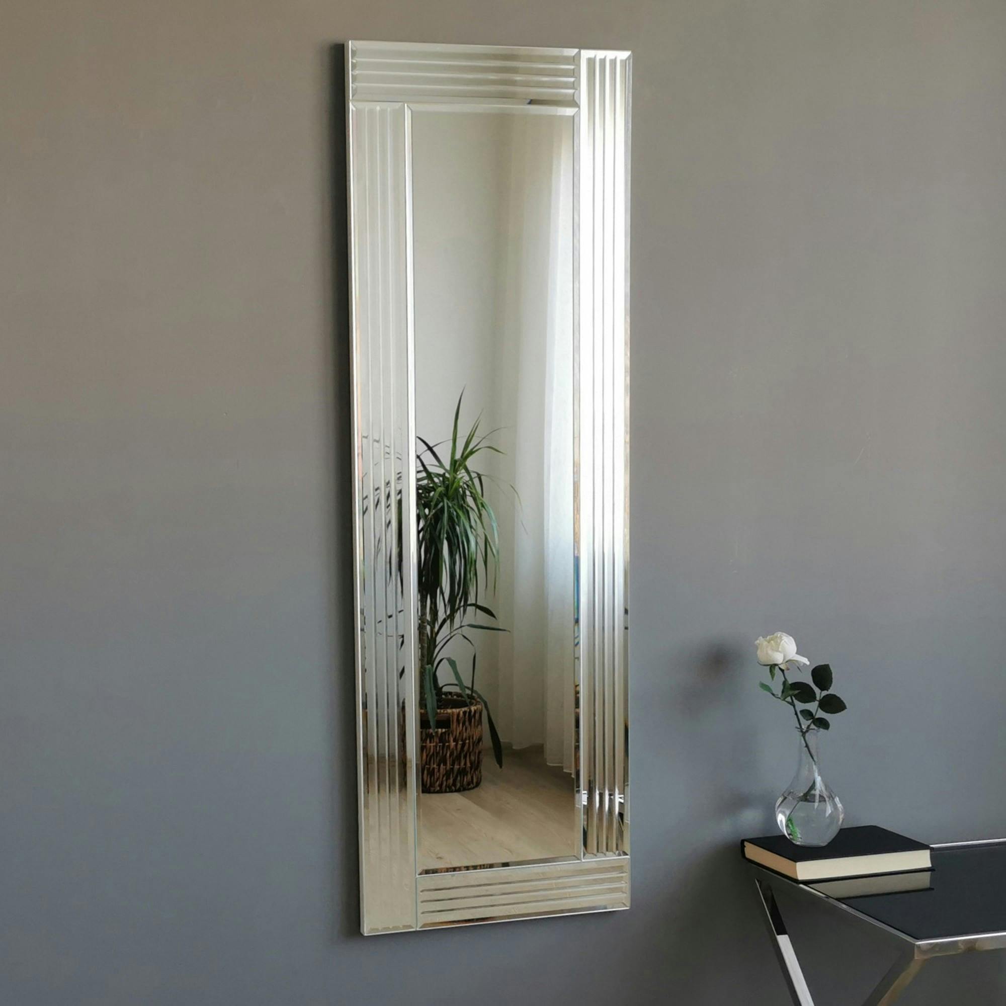 Miroir rectangulaire moderne chic - cadre strié 120 cm CODY