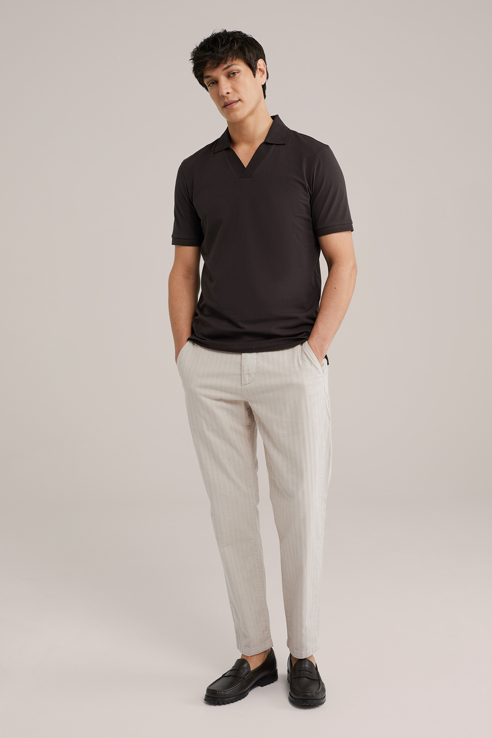 Heren Tapered fit chino met structuur