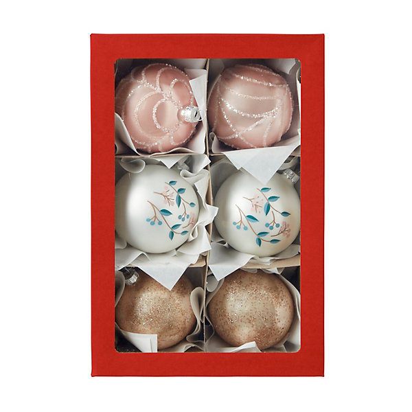 Assortiment 6 boules en verre Soft Bloom