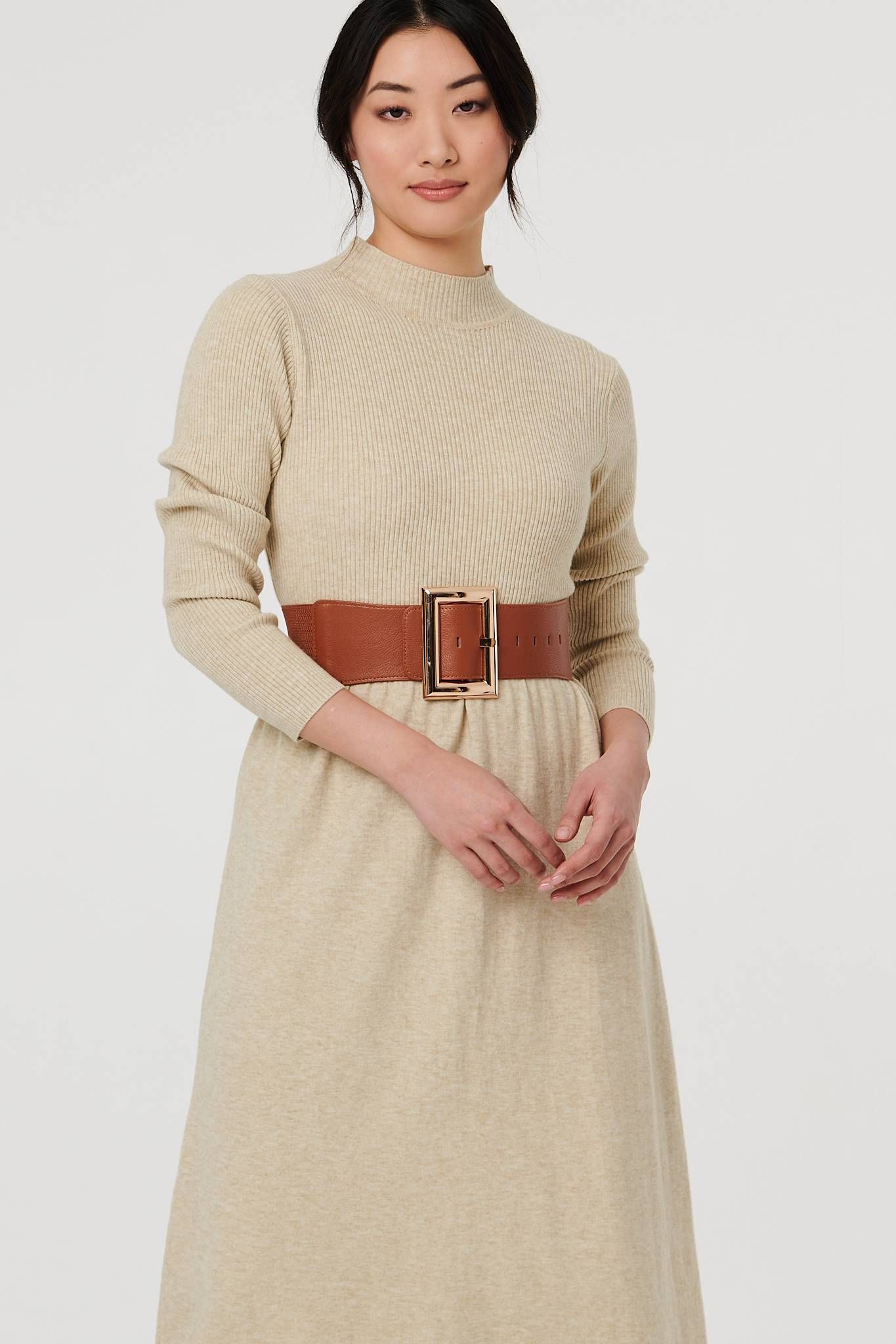 Izabel London Rectangle Buckle Stretch Wide Belt