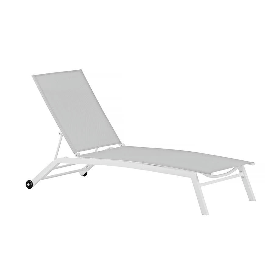 OASI - Bain de soleil inclinable en acier et textilène blanc
